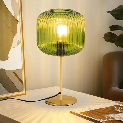 Miniatura 9 de Lámpara de mesa de cristal para sala de estar, lámpara de noche vintage para dormitorio, lámpara de mesa de noche regulable de 3 vías con control