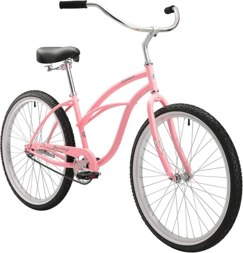 Miniatura 28 de Sixthreezero Urban Lady Beach Cruiser - Bicicleta híbrida de 3 velocidades para mujer Verde militar con llantas rosadas con asiento negro/puños