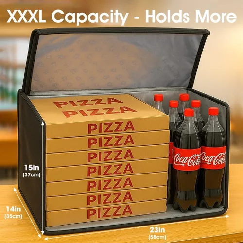 Miniatura 5 de Bodaon Bolsa aislante para entrega de alimentos con zócalo incluido, calentador térmico de alta resistencia XXXL para almuerzos fríos/calientes