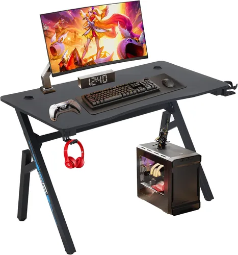 Miniatura 13 de BestOffice Escritorio para juegos de 35 pulgadas, escritorio para computadora de PC, estación de trabajo en forma de Z, mesa de trabajo ergonómica