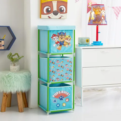 Miniatura 2 de Nickelodeon Paw Patrol - Organizador de almacenamiento de tela de 3 niveles con 3 cubos y tapa, contenedores de almacenamiento de juguetes
