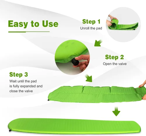 Miniatura 6 de Giantex Colchoneta de dormir para camping, alfombrilla autoinflable con esponja, colchón de aire impermeable para camping con bolsa de transporte