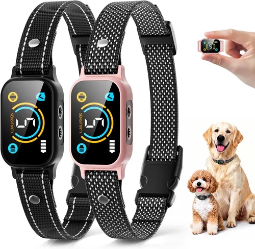 Miniatura 8 de Paquete de 2 collares antiladridos, collar inteligente para perros grandes, medianos y pequeños, collar de entrenamiento ultraligero recargable