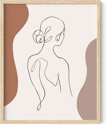 Miniatura 25 de HAUS AND HUES Impresión artística minimalista de mujer, póster de figura femenina, arte abstracto de pared neutro, arte de pared de dibujo lineal