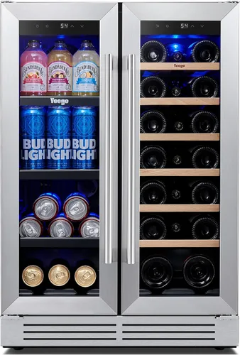 Miniatura 10 de Yeego Refrigerador de bebidas y refrigerador de bebidas, 24 pulgadas, 180 latas, puerta de vidrio, 34-54℉ bajo mostrador, refrigerador integrado