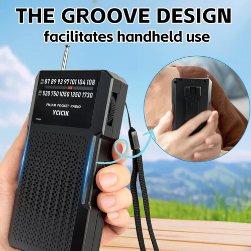 Miniatura 9 de Radios portátil Am Fm, radio a batería con conector para auriculares y clip trasero, radio de bolsillo con recepción de largo alcance para personas