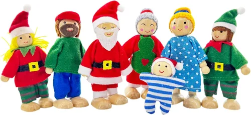 Miniatura 11 de HYSTYLE Paquete de 7 Figuras de Madera para Casa de Muñecas Familia Muñecos Familiares Figuras de Juego de Simulación, Juego de Rol Familiar Juego