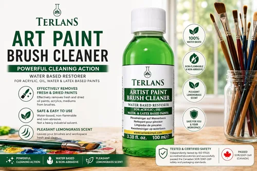 Miniatura 2 de TERLANS Limpiador y solución de cuidado de pinceles de pintura artística, 3.38 onzas líquidas (3.4 fl oz) Elimina los residuos acrílicos