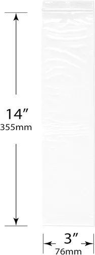 Miniatura 2 de Plymor 3" x 14" (paquete de 100), bolsas de plástico con cierre de 2 mil con cremallera