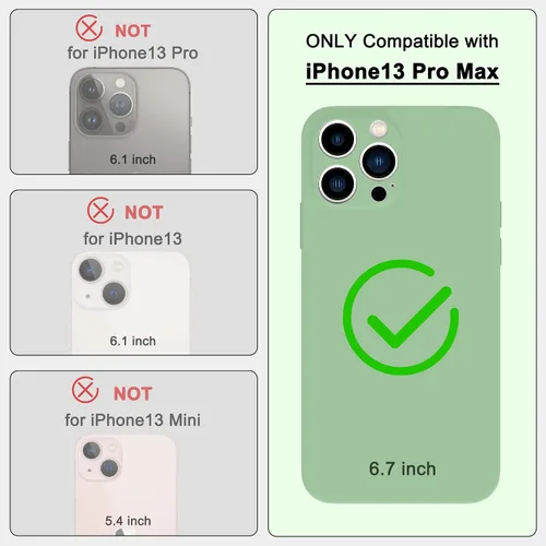 Miniatura 2 de ANDATE Funda para iPhone 13 Pro Max verde matcha, silicona líquida suave, cuerpo completo, a prueba de golpes, funda protectora con forro
