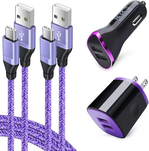 Adaptador de cargador de coche, enchufe de pared con cable de carga tipo C para LG Stylo 6/5/4 G8 G7 G6 V60 V50 V40 V35 ThinQ, Samsung Galaxy S25