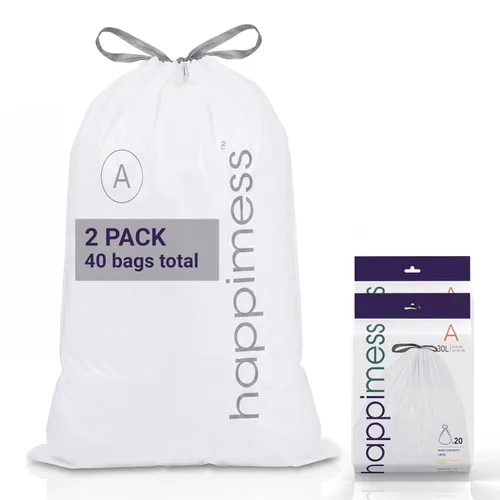 Miniatura 17 de happimess 8 Gallon (30L) Drawstring Trash Bags, Unscented, Clear, Heavy Duty LDPE Liners for Kitchen and Household, Custom Fit, 20 Count
