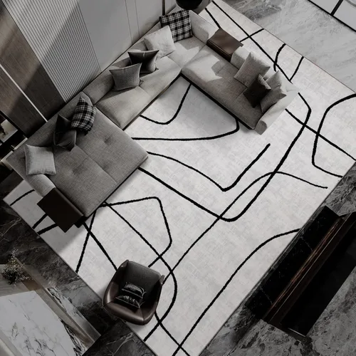 Miniatura 24 de YIHOUSE Alfombra lavable de 5 x 7 pies, moderna abstracta en blanco y negro, antideslizante, para dormitorio, oficina en casa (abstracto, 5 x 7 pies)