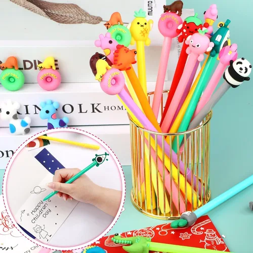 Miniatura 5 de SANNIX 20 bolígrafos de tinta de gel de dibujos animados, a granel, varios estilos, novedosos bolígrafos de escritura para niños, regalo, escuela
