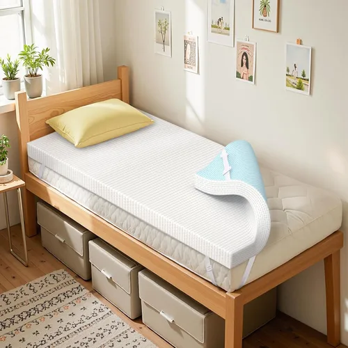 Miniatura 15 de SyMax Cubrecolchón de espuma viscoelástica, con infusión de gel, transpirable, para dormitorio, certificado CertiPUR-US, 3 pulgadas