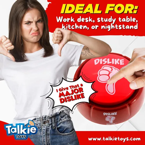 Miniatura 3 de Talkie Toys Products Dislike Button – 8 refranes divertidos de aversión – Botón parlante divertido para juegos, curiosidades, regalo político, humor