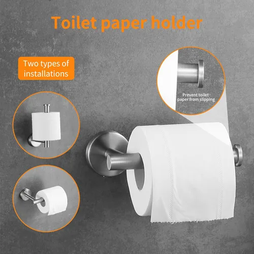 Miniatura 4 de Juego de accesorios de baño de níquel cepillado, juego de toallero de 24 pulgadas, juego de 10 accesorios de baño, incluye 2 paquetes de toallero