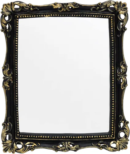 Funerom Espejo decorativo vintage de 11 x 9.5 pulgadas, espejo de maquillaje para montar en la pared y mesa, cuadrado (negro)