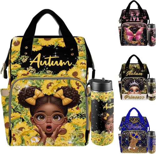 Miniatura 35 de Mochilas personalizadas con nombre personalizado para bebé, bolsa de pañales con monograma con bolsillos térmicos para adultos y niños, impermeable