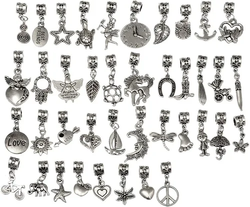 Miniatura 6 de RUBYCA Conectores tibetanos de color plateado con colgante para pulsera de abalorios