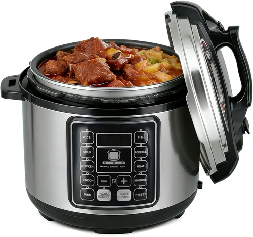 Olla a presión eléctrica 10 en 1 con función de reserva de 24 horas, 6L, olla de cocción lenta, olla arrocera, wok, pastel, yogur, hace que cocinar