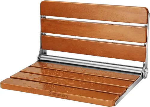 Asiento de ducha plegable de teca, montado en la pared, banco plegable para espacios pequeños, carga máxima de 380 libras
