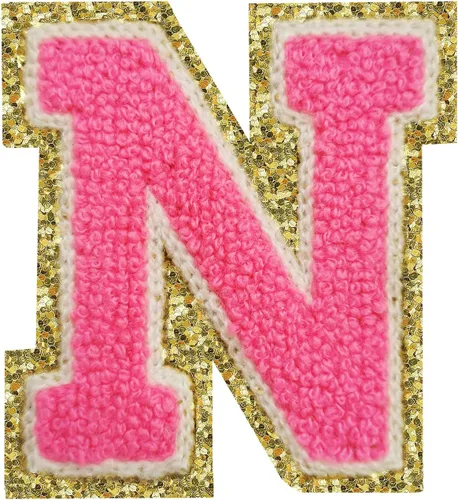 Miniatura 49 de SPRT - Parches de letras de chenilla universitaria con purpurina, parche de letras blancas para planchar con letras del alfabeto para disfraz
