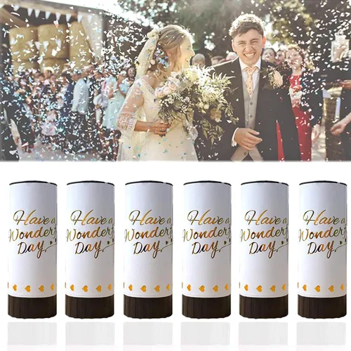 Miniatura 8 de Cañón de confeti blanco, paquete de 6 mini cañones de confeti para fiestas, confeti biodegradable para bodas, niños, cumpleaños, bodas, suministros