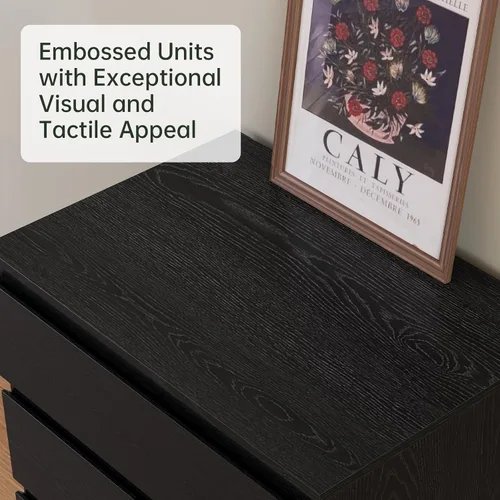 Miniatura 6 de OtterOasis Cómoda de madera negra para dormitorio, 5 cajones para almacenamiento de ropa, cómoda moderna con cajones anchos, cajones anchos