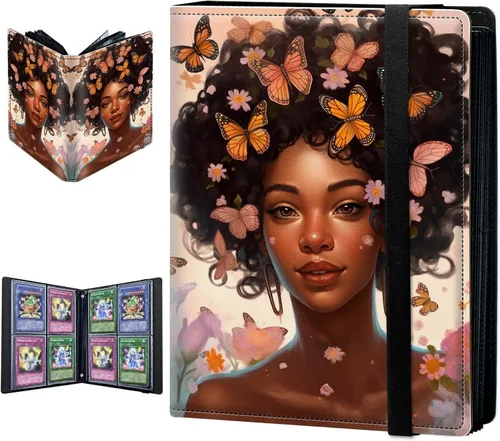 Miniatura 10 de Carpeta para tarjetas intercambiables, 4 bolsillos para tarjetas intercambiables, 160 bolsillos de doble cara, funda para tarjetas de tamaño Mujeres