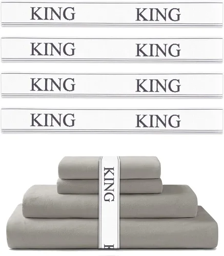 Etiquetas de lino para sábanas, bandas organizadoras de sábanas, organizador de almacenamiento elástico para armario de lino, tamaño King, paquete