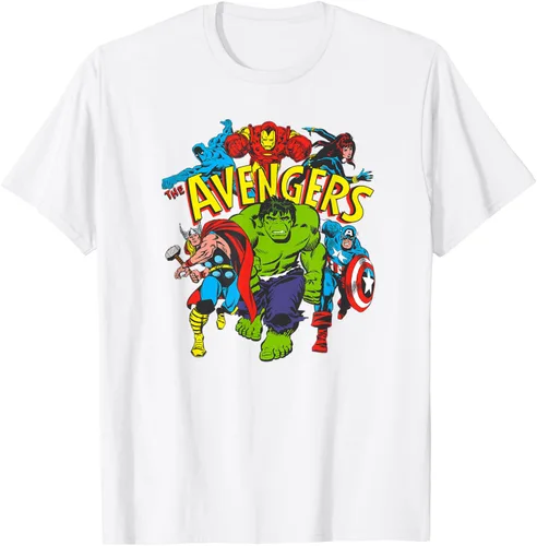 Tienda Essentials Camiseta Marvel Avengers Comic Heroes para hombre, color blanco, talla S