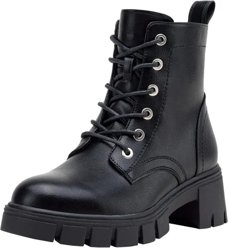 Vepose Botines de combate 9626 para mujer, plataforma con cordones y tacón grueso con cremallera lateral