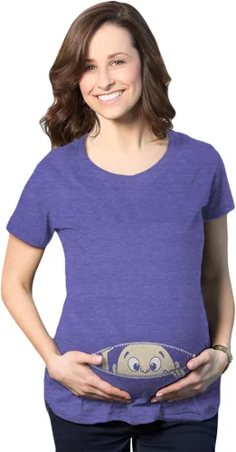 Remera para futura mamá, con diseño simpático de bebé asomándose. Remera simpática para futura mamá.