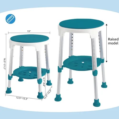 Miniatura 2 de Taburete de ducha para ducha interior, taburete de plástico de esquina pequeño mejorado para adultos mayores, taburete de ducha giratorio de 360°