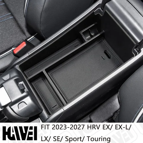 Miniatura 2 de HGWEI - Bandeja organizadora de consola central compatible con Honda HRV 2023 2024 2025 2026, caja de almacenamiento para reposabrazos para HRV Negro
