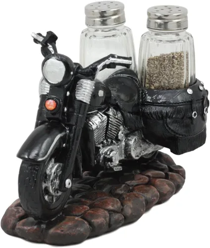 Miniatura 2 de Ebros Gift Spice Up The Open Roads Old Retro Vintage Black Chopper Motocicleta Sal y Pepper Shakers Holder Stand Figurine Choppers Bikers