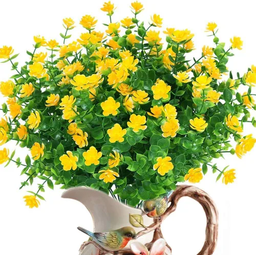 Miniatura 8 de 8 paquetes de flores artificiales para exteriores, mamás falsas resistentes a los rayos UV, plantas de plástico para interiores y exteriores