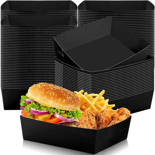 Miniatura 33 de Uiifan 50 bandejas de papel extra grandes de 5 libras desechables para alimentos, barco, nachos, bandejas para servir aperitivos, resistentes a