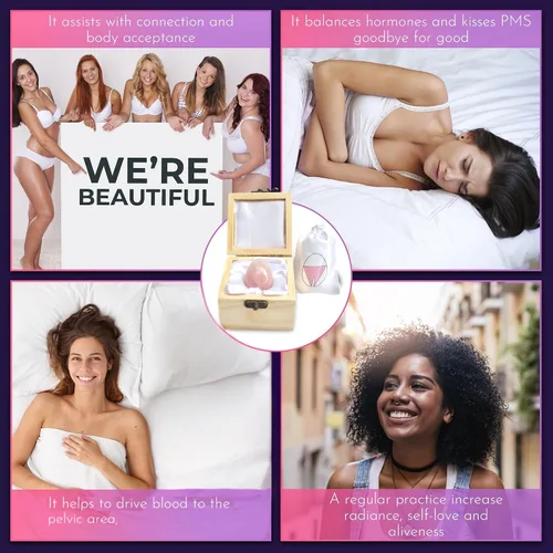 Miniatura 6 de Sacred Weapon Huevo Kegel de cuarzo rosa certificado GIA - Ejercitador de suelo pélvico para mujeres Soporte para menopausia, posparto y prolapso