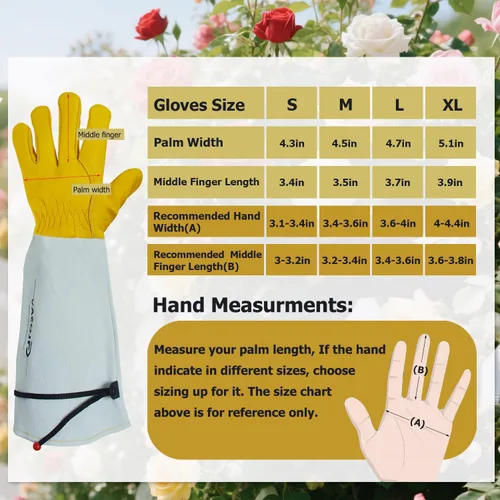 Miniatura 6 de Guantes de jardinería a prueba de espinas para poda de rosas y recortes de cactus, guantes largos de cuero de jardín para mujeres y hombres (talla M)
