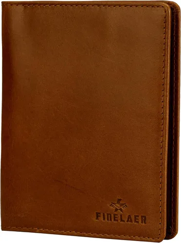 Miniatura 3 de Finlaer - Cartera de viaje de cuero para pasaporte, Castaño rojizo, Minimalista