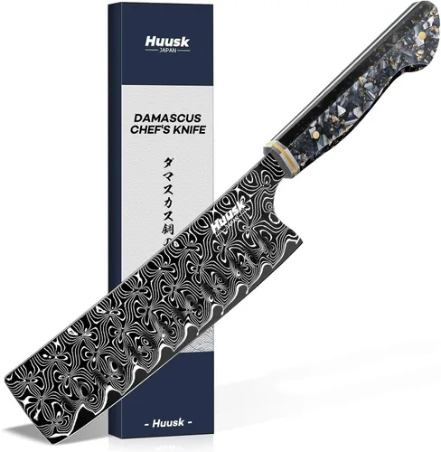 Miniatura 11 de Huusk Juego de cuchillos de chef japoneses – Juego de 5 cuchillos de cocina con mango ergonómico, juego de cuchillos de chef profesionales ultra