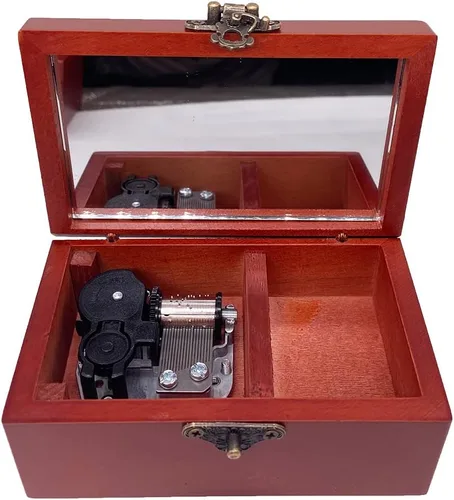 Miniatura 8 de Caja de música Youtang Anastasia para joyería con espejo, caja de madera grabada con láser, caja musical con cuerda, regalo musical para ella, él