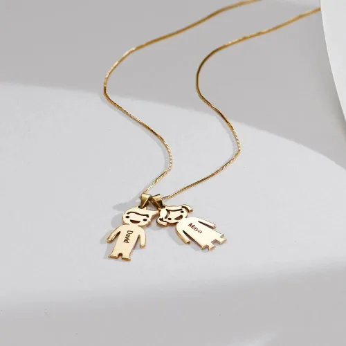Miniatura 3 de Collar con colgante de amuleto grabado hecho a mano para niño o niña - Amuletos personalizados hechos a medida para niños - Regalo de joyería