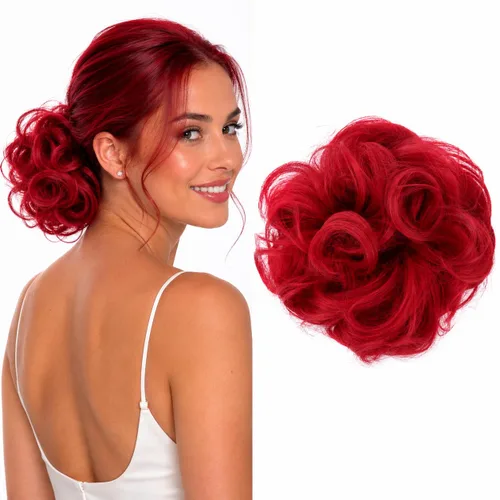 Miniatura 38 de CAISHA Postizo Grande Scrunchy Recogido Peinado Nupcial Rizado Moño Despeinado Marrón Chocolate Oscuro G2E