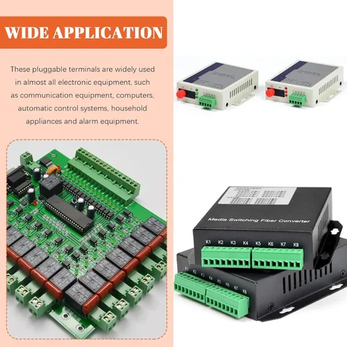 Miniatura 7 de Tanstic 32Sets 0.200 in Paso 2 3 4 5 6 7 8 9 10 Pasadores rectos Montaje en PCB Tornillo Bloque de terminales macho hembra enchufable Bloques
