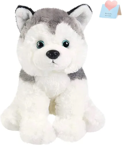 BSTAOFY Perro de peluche realista Husky de 12 pulgadas, juguetes de peluche suaves adorables para cumpleaños, San Valentín, Navidad, festivales,