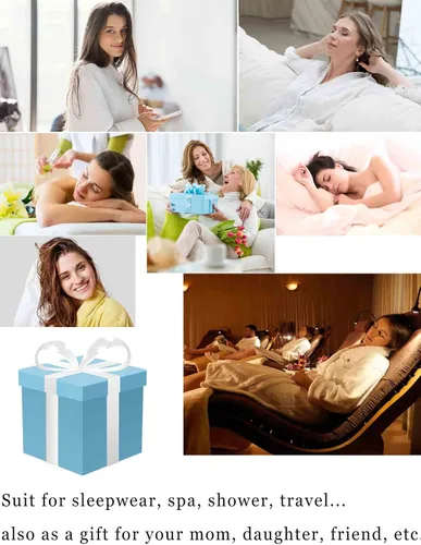 Miniatura 7 de Artfasion Batas de baño largas y suaves con capucha para mujer, ropa de dormir cálida para invierno, bata de regalo