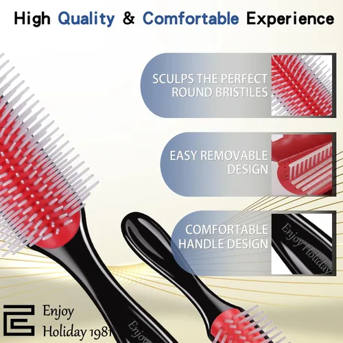 Miniatura 5 de 2 cepillos de pelo para mujeres y hombres, 7 filas y 5 filas, rizado, húmedo o seco, cepillos clásicos para cabello grueso natural, separación